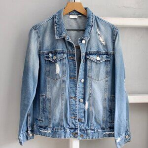 BP Women's Blue Distressed Denim Jean Jacket Size Small